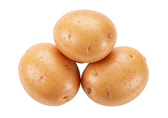 Isolated fresh, clean yellow potatoes in a pile, nutrient-rich ingredients for healthy cooking