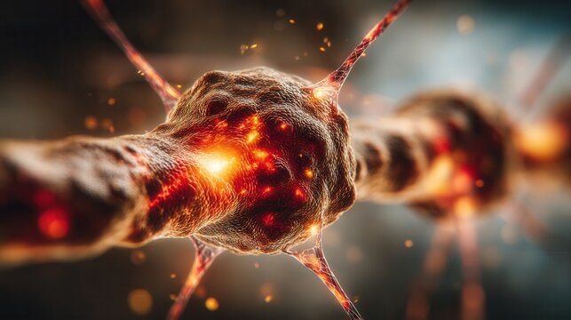 Dynamic neural network firing with vibrant energy, showcasing complex biological communication and scientific discovery in stunning detail. - Powered by Adobe