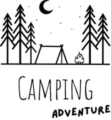 Schwarz Wei&szlig; Camping Adventure T-Shirt