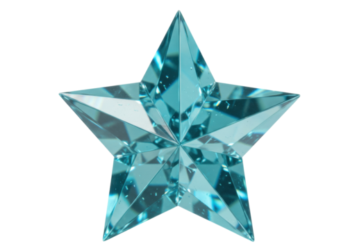 Isolated cyan star with facets casting light, a sparkling jewel for jewelry or holiday themes - Powered by Adobe