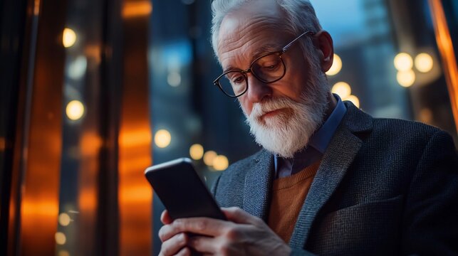 Mature Executive Using Smartphone in Office - Powered by Adobe
