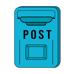 Vector Mail Box isolated transparent background. Vector illustration of retro blue Mail Box for letters. Post object template design. Editable. EPS 10