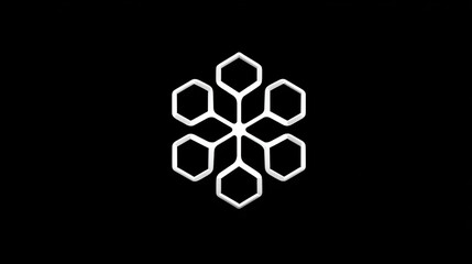 Geometric flower on black. The white flower is hexagonal in shape. Minimalist art. Modern design. Clean, sleek and sophisticated.