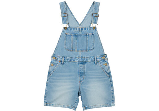 Isolated light denim overalls romper, comfortable casual garment for kids, fashion design