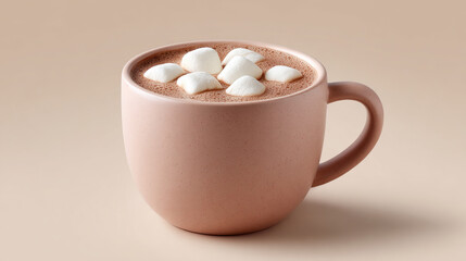 Cozy up with a delicious mug of hot chocolate, topped with soft, fluffy marshmallows on a solid background. Perfect treat for winter!