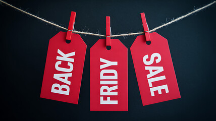 Grab amazing deals with these 'Black Friday Sale' tags hanging on a string