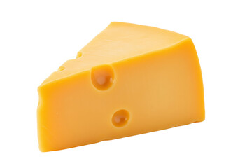 Isolated wedge of Swiss cheese, yellow dairy product for sandwiches, cooking, or snacking