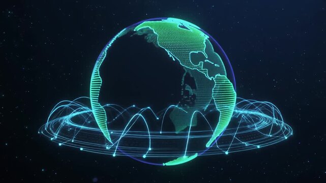 Futuristic Digital Earth Network Connecting Global Data Streams and Information Exchange Representing Modern Technological Connectivity
