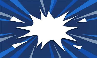 Comic explosion burst background, blue abstract burst background, vector illustration