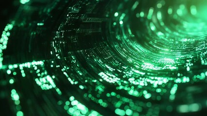Fiber optic data flowing through digital tunnel network - Powered by Adobe