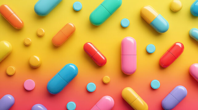 Different pills, medicine pharmaceutical concept, medication, background