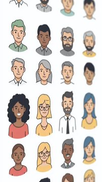 Diverse Group Of People Icons Flat Design Style Colorful