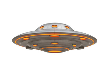 Isolated UFO concept art, flying saucer with lights, extraterrestrial spacecraft, aircraft