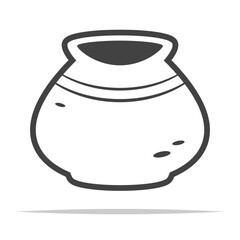 Single clay pot outline icon transparent vector isolated