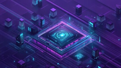 Circuit board city forming a digital data core - Powered by Adobe