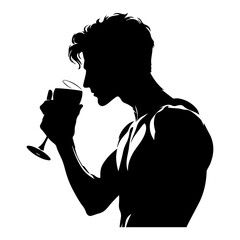 Silhouette of a Man Tasting Wine