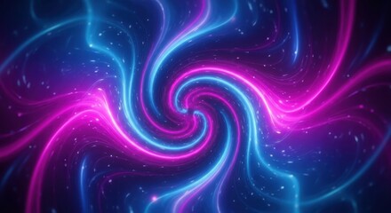 Vibrant swirling neon energy trails in cosmic nebula