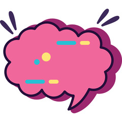 Pink Cumulus Cloud Shape Speech Bubble With Purple Outline And Abstract Dots And Dashes Inside With A Transparent Background For Communication Or Messaging Concepts