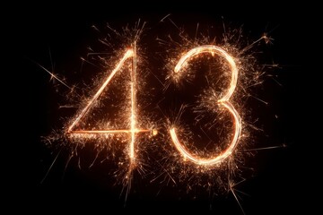 Sparkling Numbers 4 and 3 Created with Brightly Lit Sparklers