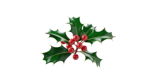 Holly branch with leaves and berries