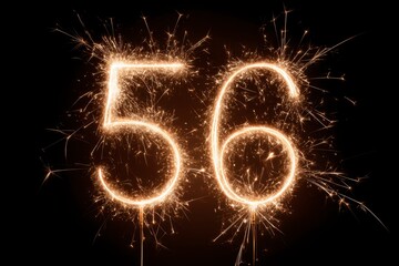 Sparkling Numbers Number 56 Created with Fireworks and Light