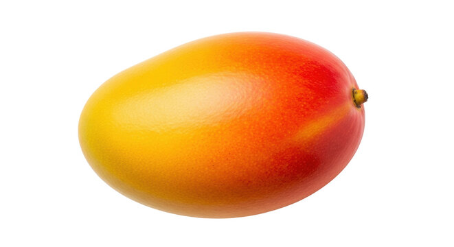 Isolated whole mango fruit with yellow and red peel, organic produce for healthy food