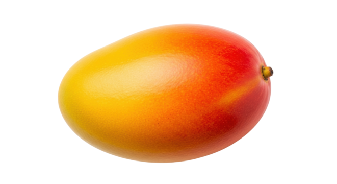 Isolated whole mango fruit with yellow and red peel, organic produce for healthy food