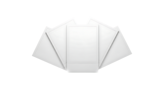 White origami geometric shape isolated on transparent background