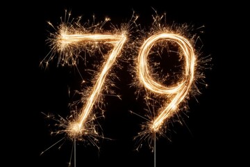 Sparkling Number Seventy-Nine Created with Sparkler Firework Lights