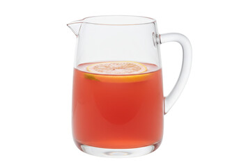 Isolated pitcher of red juice with lemon slice, perfect for summer refreshment beverage
