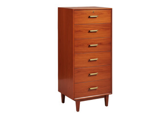 Isolated tall wooden dresser with six drawers and metal handles furniture organization home