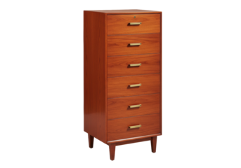 Isolated tall wooden dresser with six drawers and metal handles furniture organization home