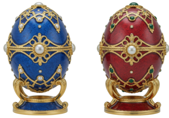 Isolated jeweled egg collection for luxury gifts and decor, antiques and vintage treasures
