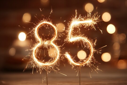 Festive Celebration with Sparkler Numbers 8 and 5 for Birthday Event - Powered by Adobe