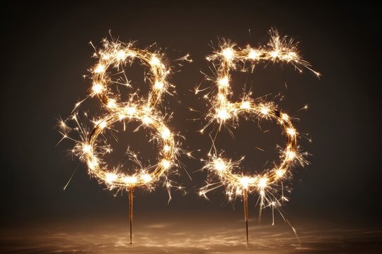 Sparkler Numbers 8 and 5 Celebrating 85th Birthday or Anniversary