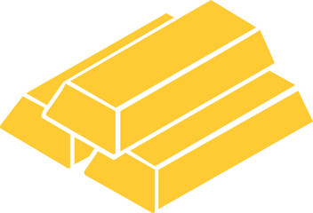 Gold bars icon bullion precious metal finance and wealth symbol vector illustration, black flat style design, investment and treasure on transparent background