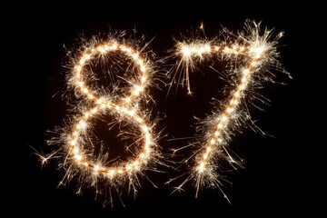 Sparkler Artistry with the Number 87 in Brilliant Light Display