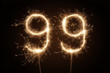 Sparkler Numbers 99 Celebrating New Year Festive Event Night