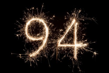 Sparkler Numbers 9 and 4 Representing a Celebration Event Night