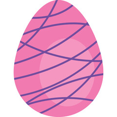 Pink Easter Egg With Purple Stripes And Light Pink Circle In The Center On Transparent Background
