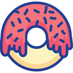 Pink Frosted Donut with Blue Sprinkles Transparent Background Delicious Sweet Treat Illustration