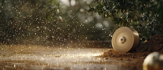 Electric angle grinder cutting metal on construction site with bright sparks flying in high-speed capture