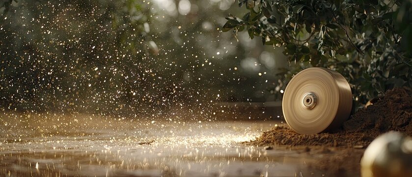 Electric angle grinder cutting metal on construction site with bright sparks flying in high-speed capture