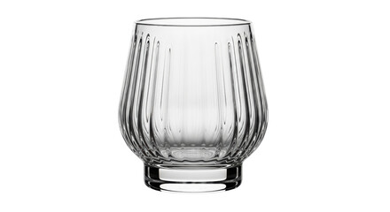 Isolated clear glass with vertical grooves, modern design, glassware, home accessories