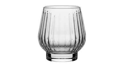 Isolated clear glass with vertical grooves, modern design, glassware, home accessories