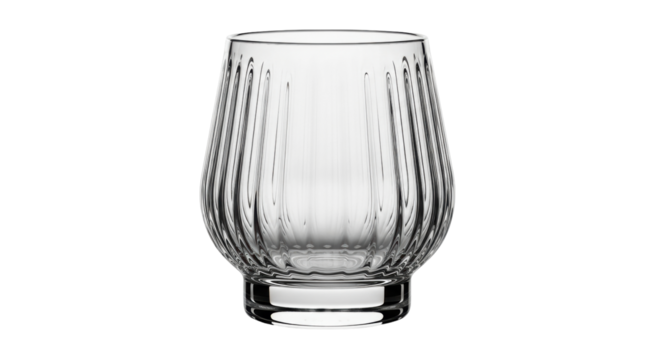 Isolated clear glass with vertical grooves, modern design, glassware, home accessories