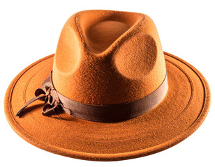  Elegant Orange Hat with Brown Ribbon – Autumn Fashion Accessory