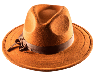  Elegant Orange Hat with Brown Ribbon – Autumn Fashion Accessory