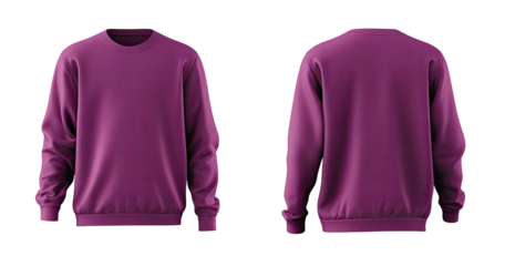 Plain, long-sleeved maroon sweatshirt; front and back views on black