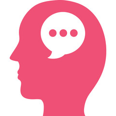 Pink Silhouette Head Profile With Speech Bubble Icon Symbolizing Thought Process Communication Ideas and Brainstorming Concept on Transparent Background